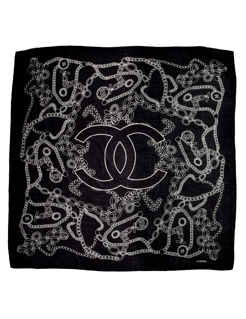 Chanel Black & White Cashmere Scarf