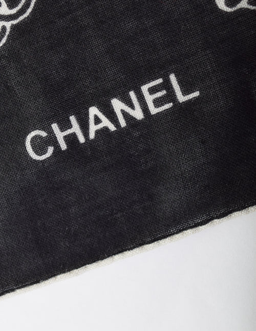 Chanel Vintage Black and White CC Logo Chain Pearl Jewelry Print