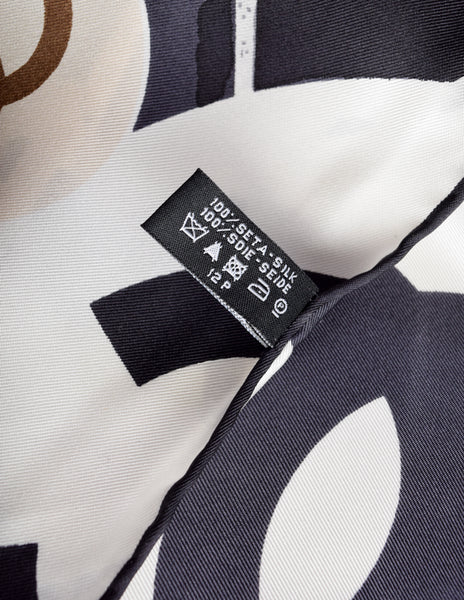 Chanel Black White CC Logo Camellia Quilted Matelasse Extra Large Oversized Silk Scarf