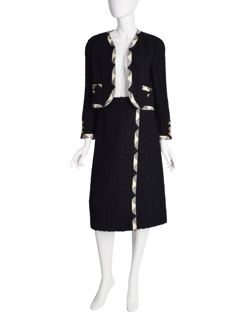 Chanel, black and white boucle dress and blazer. - Unique Designer Pieces