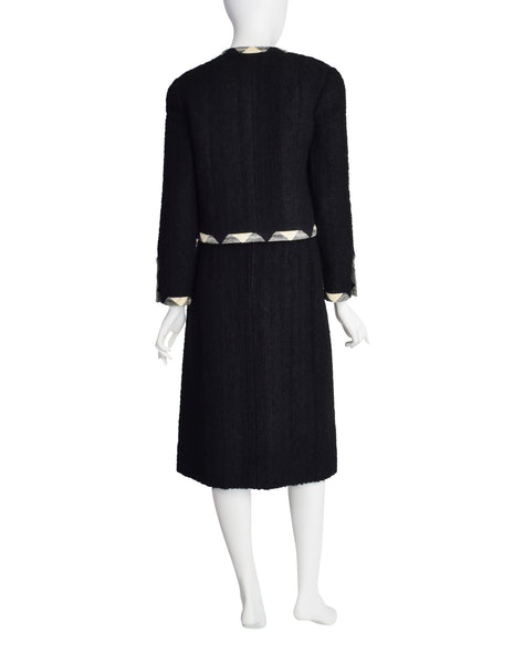 Chanel Vintage Black and White Boucle Jacket and Skirt Two Piece Suit