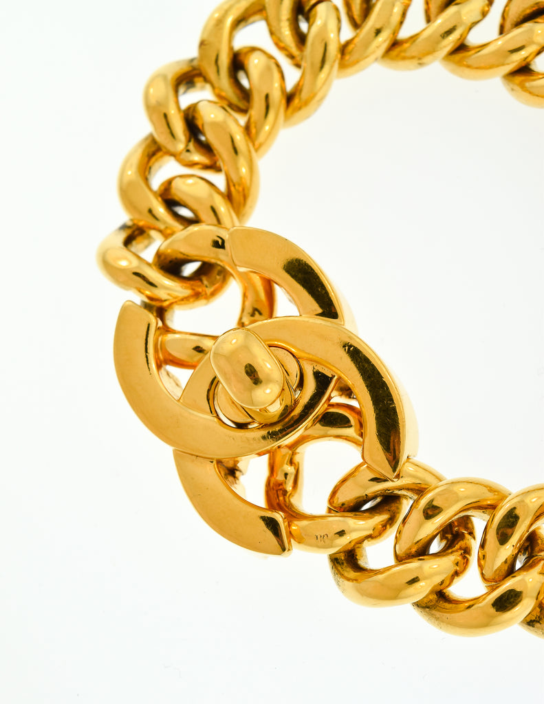 Pre-owned 1995 Cc Turn-lock Chain Bracelet In Gold