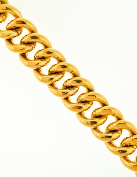 Chanel Vintage Gold CC Logo Turnlock Chain Bracelet