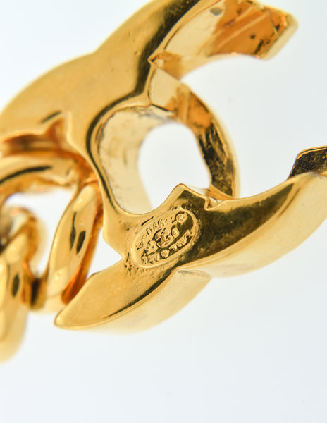 Chanel Vintage Gold CC Logo Turnlock Chain Bracelet