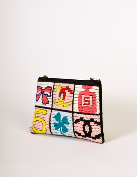 Chanel Vintage Precious Symbols Needlepoint Clutch Bag