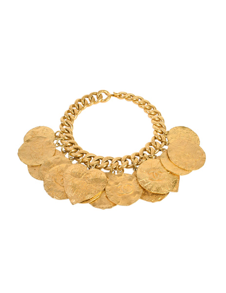 Chanel Vintage 1993 Gold Hammered Coco Egosite Cambon Large Multi Medallion Chain Necklace