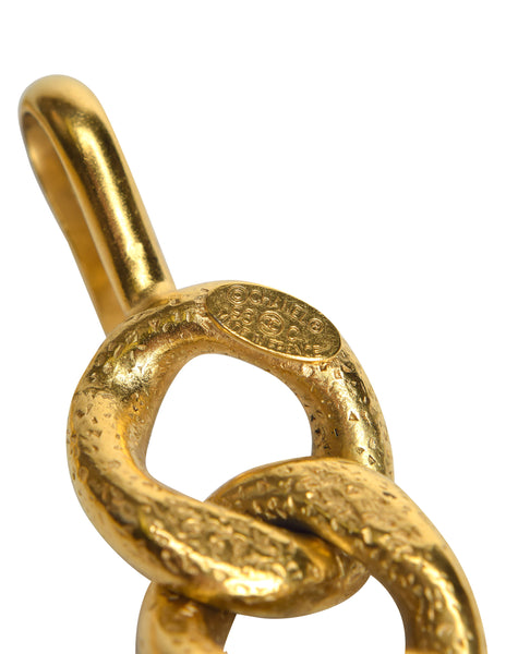 Chanel Vintage 1993 Gold Hammered Coco Egosite Cambon Large Multi Medallion Chain Necklace