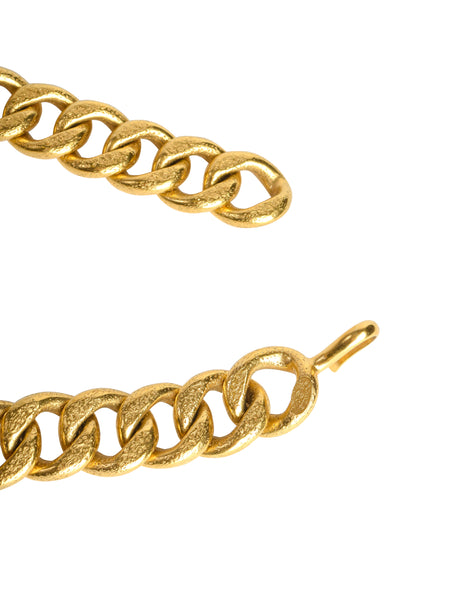 Chanel Vintage 1993 Gold Hammered Coco Egosite Cambon Large Multi Medallion Chain Necklace
