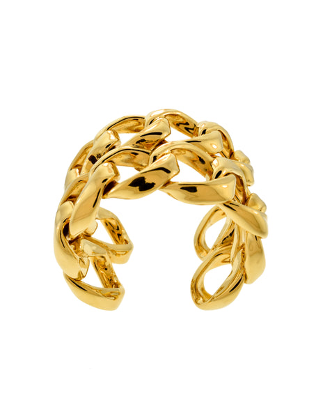 Chanel Vintage Iconic Gold Double Row Chain Cuff Bracelet