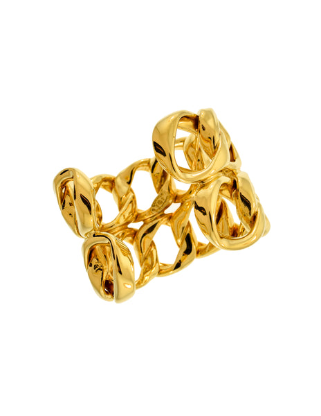 Chanel Vintage Iconic Gold Double Row Chain Cuff Bracelet