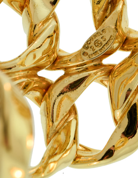 Chanel Vintage Iconic Gold Double Row Chain Cuff Bracelet