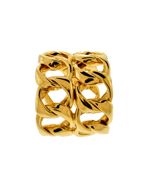 Chanel Vintage Iconic Gold Double Row Chain Cuff Bracelet