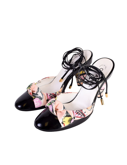 Chanel Vintage Cruise 2004 Pink Ice Cream Print Black Patent