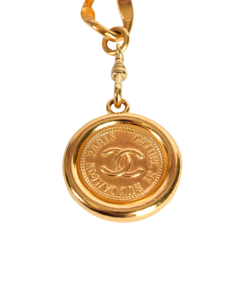 Chanel Vintage Gold Signature Namesake ID Plate Chain Necklace Belt