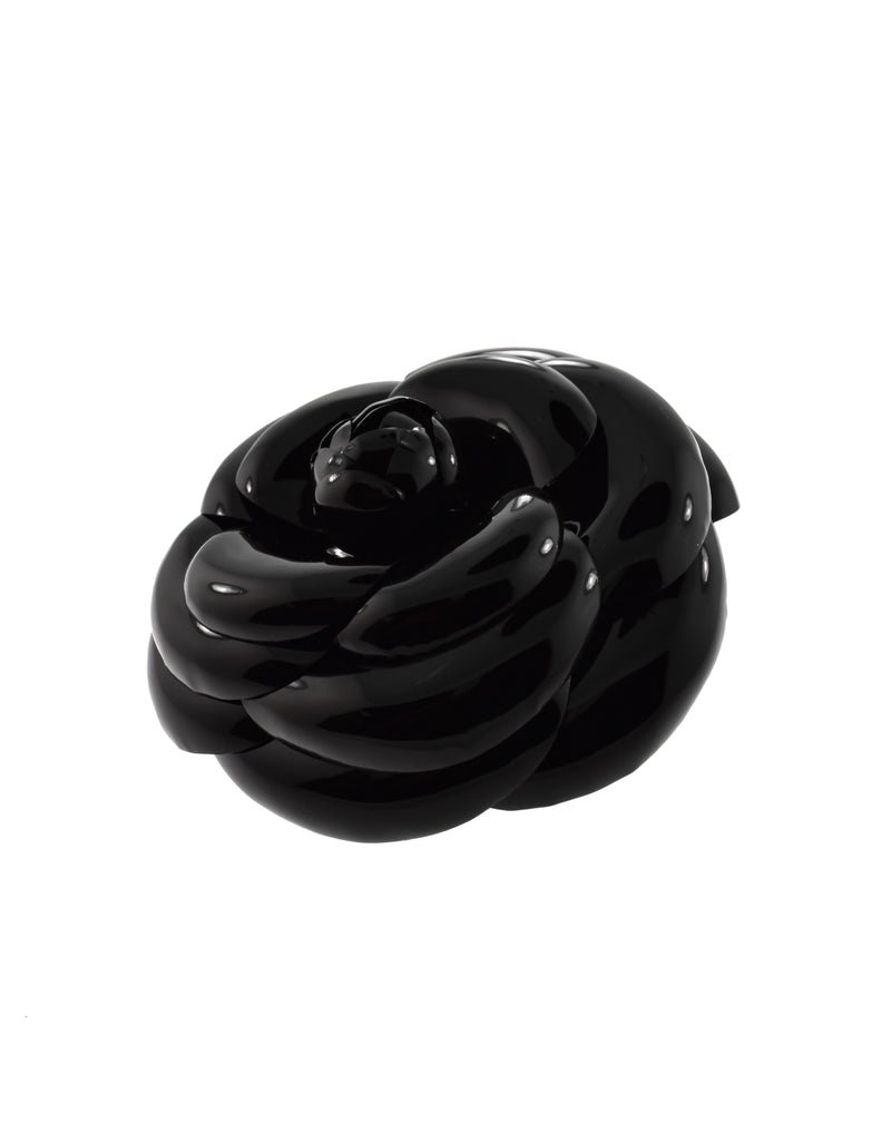 Vintage Chanel Black Camellia Flower Pin I