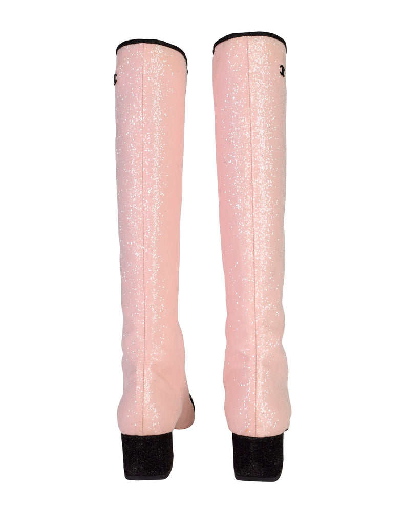 Tag et bad betalingsmiddel Giotto Dibondon Chanel AW 2017 Light Pink and Black Glitter Knee High Boots – Amarcord  Vintage Fashion