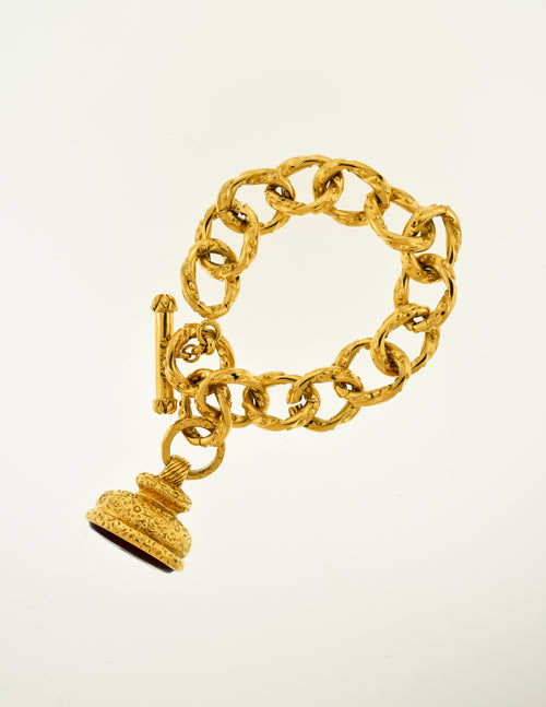 Chanel Womens Vintage Silver Tone CC Logo Bead Charm Pendant Necklace
