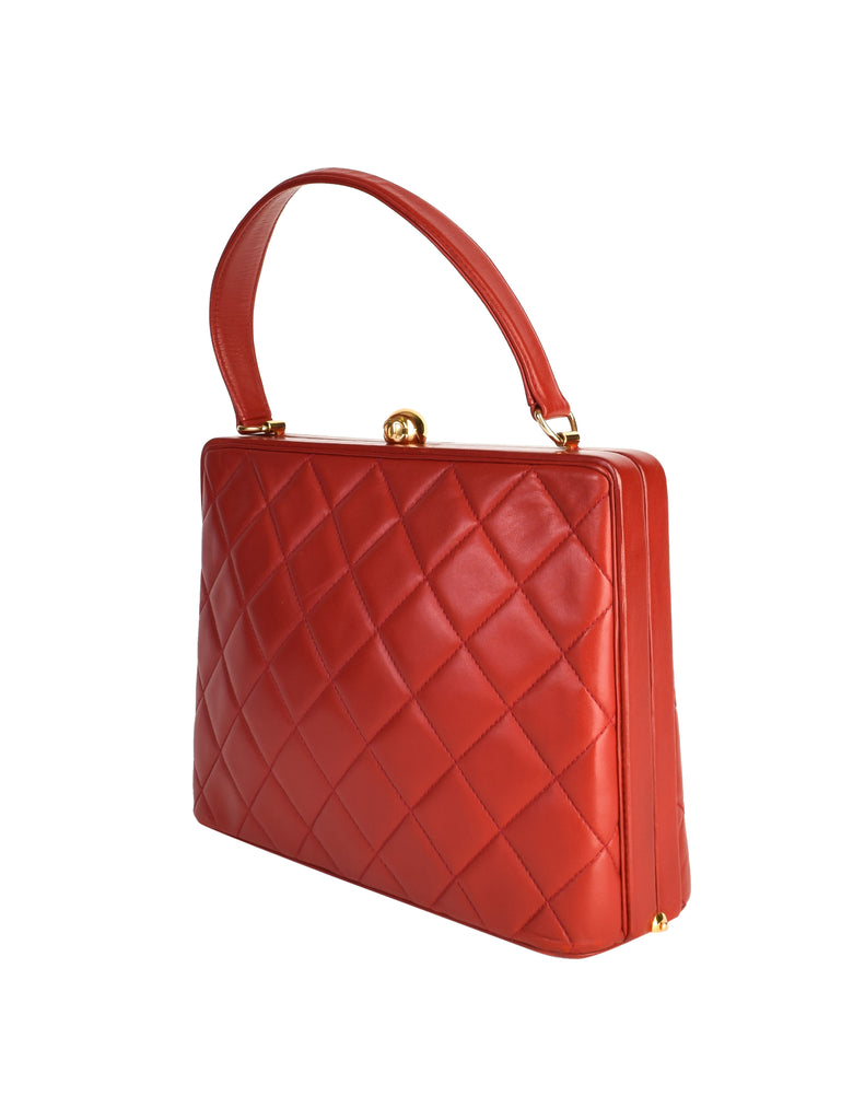 Chanel Vintage Quilted Matelasse Red Lambskin Leather Structured Top H –  Amarcord Vintage Fashion