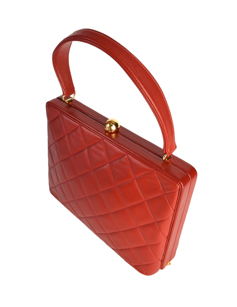 Chanel Vintage Quilted Matelasse Red Lambskin Leather Structured Top H –  Amarcord Vintage Fashion