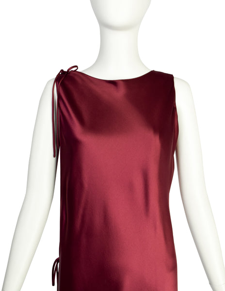 Chanel Vintage AW 1998 Bordeaux Silk Charmeuse Two Piece Column Dress