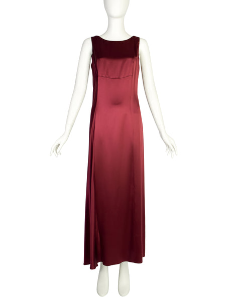 Chanel Vintage AW 1998 Bordeaux Silk Charmeuse Two Piece Column Dress