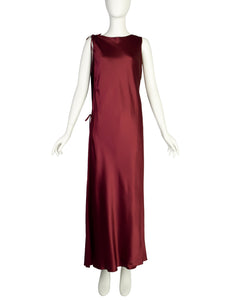 Chanel Vintage AW 1998 Bordeaux Silk Charmeuse Two Piece Column Dress