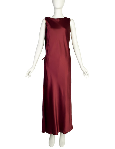 Chanel Vintage AW 1998 Bordeaux Silk Charmeuse Two Piece Column Dress