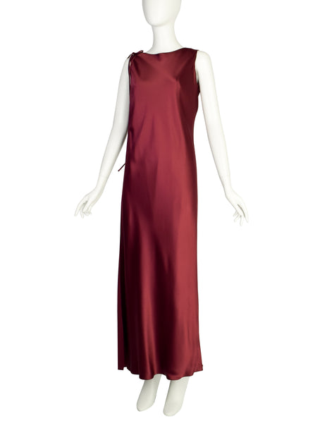 Chanel Vintage AW 1998 Bordeaux Silk Charmeuse Two Piece Column Dress