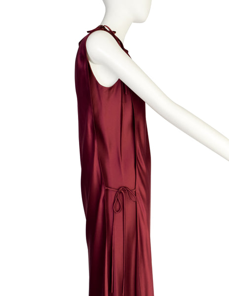 Chanel Vintage AW 1998 Bordeaux Silk Charmeuse Two Piece Column Dress