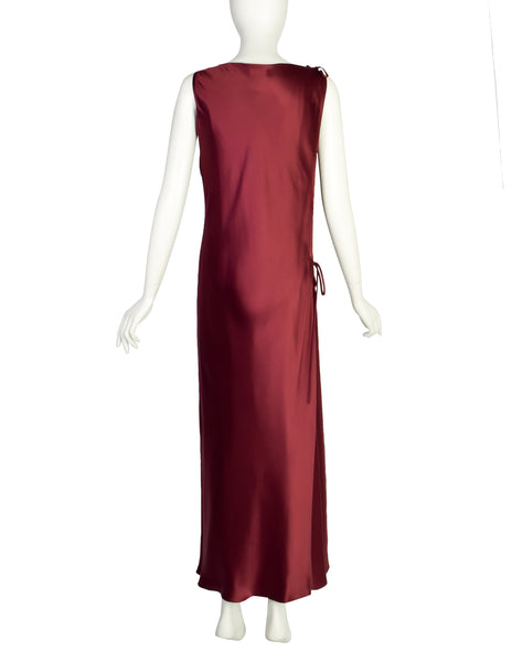 Chanel Vintage AW 1998 Bordeaux Silk Charmeuse Two Piece Column Dress