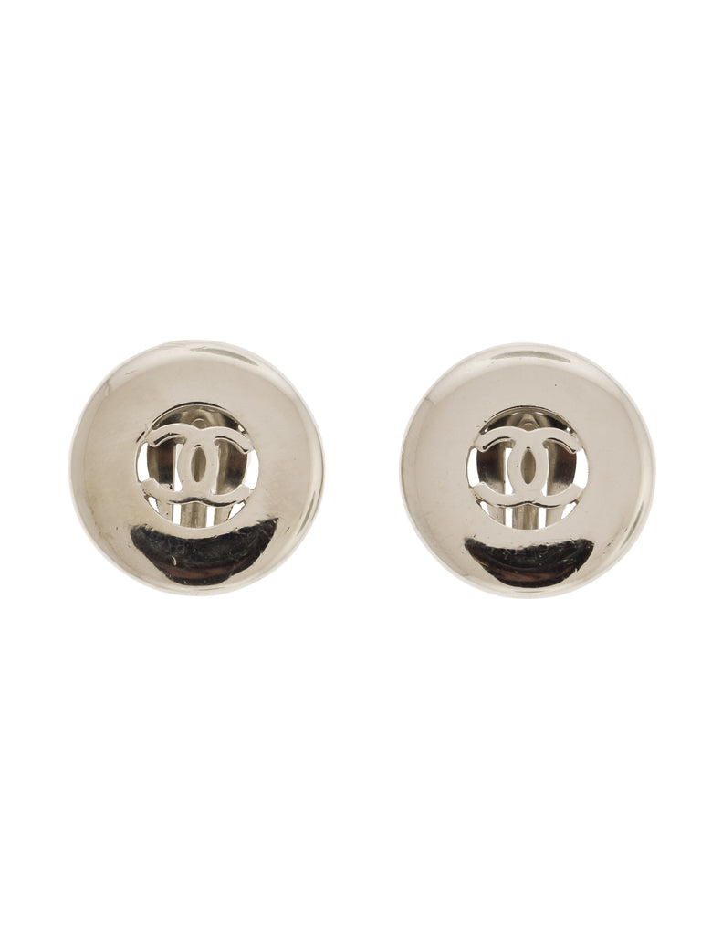 Chanel Vintage 1997 Silver Tone CC Logo Round Button Earrings – Amarcord  Vintage Fashion