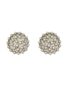 Chanel Vintage 1998 Silver Round 3D Dot Button Earrings