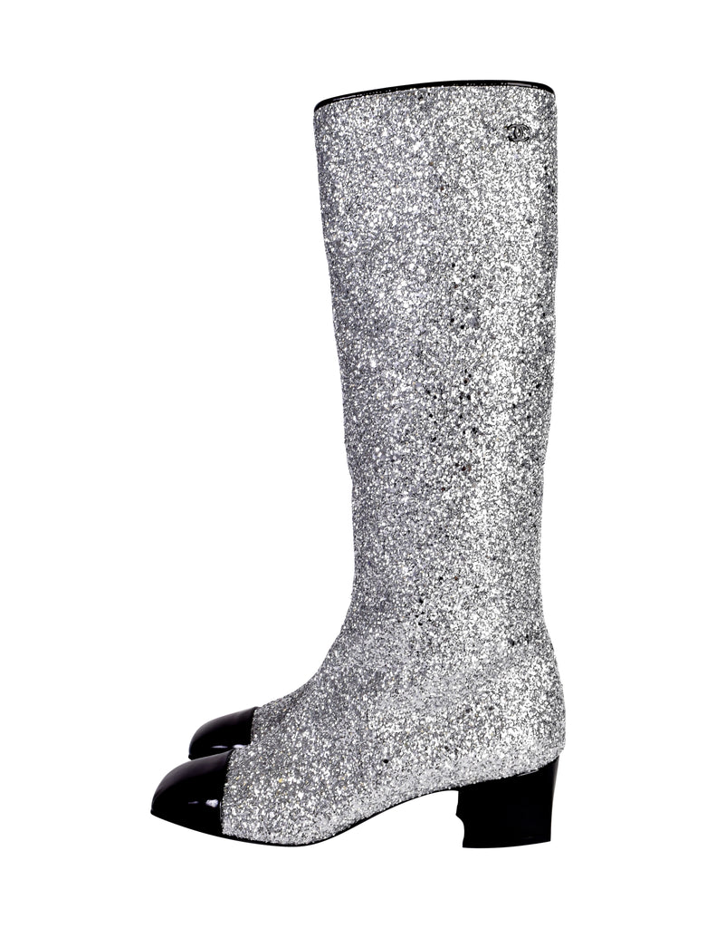 Chanel silver boots top