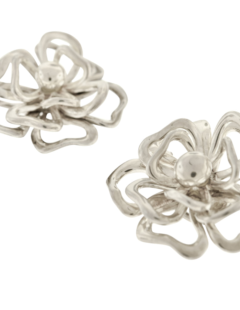 Chanel Vintage Camellia Flower Cut Out Sterling Silver Earrings – Amarcord  Vintage Fashion