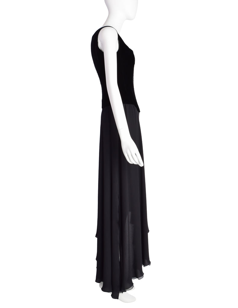 Chanel Vintage Black Velvet & Wool Maxi Evening Dress – Amarcord