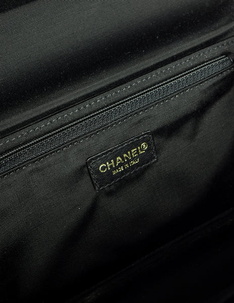 Chanel Vintage Unique Black and Cream Plexi Logo Turnlock Flap Bag