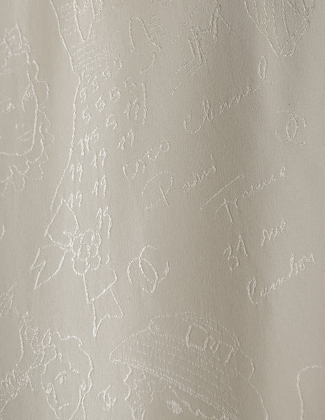 Chanel Vintage 1980s Novelty Cream Silk Jacquard Button Up Shirt
