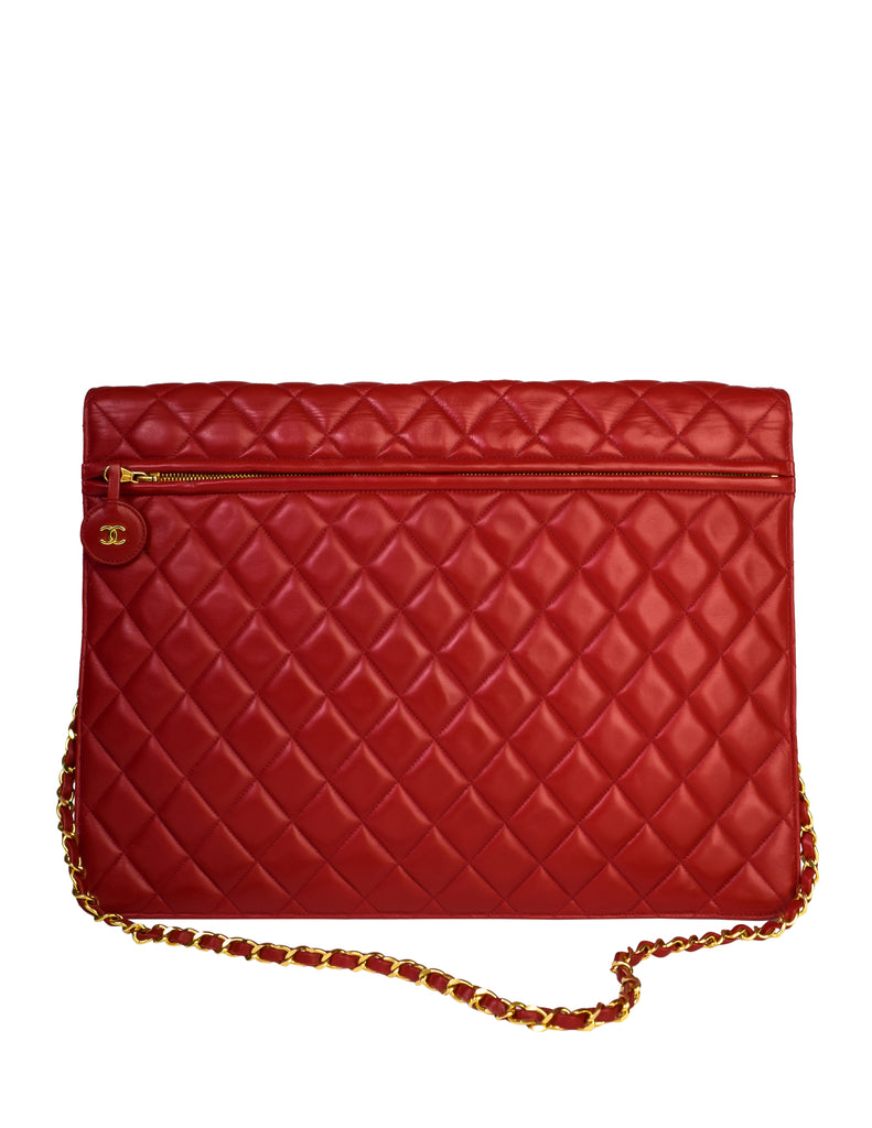 Chanel Vintage Oversized Red Matelasse Quilted Lambskin Leather CC Log –  Amarcord Vintage Fashion