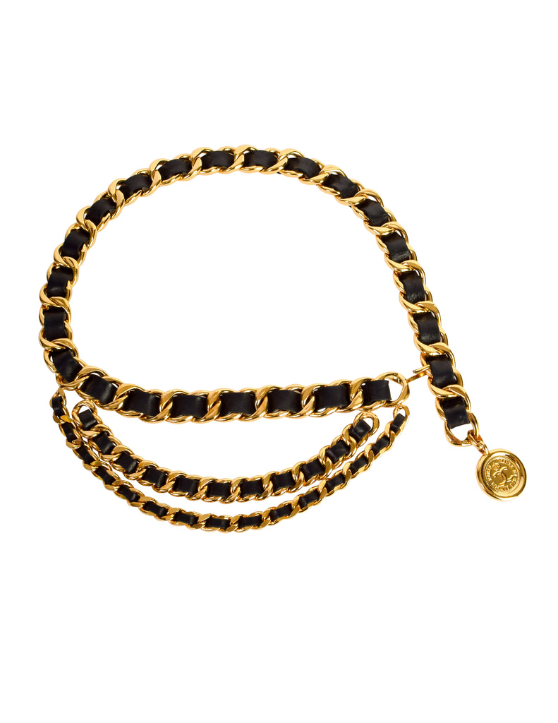 Chanel Vintage Medallion CC Belt gold-tone &Leather