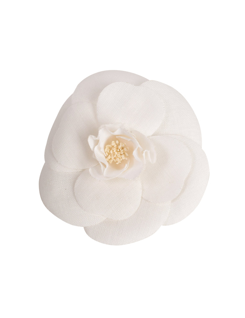 Linen Camellia Flower Pin