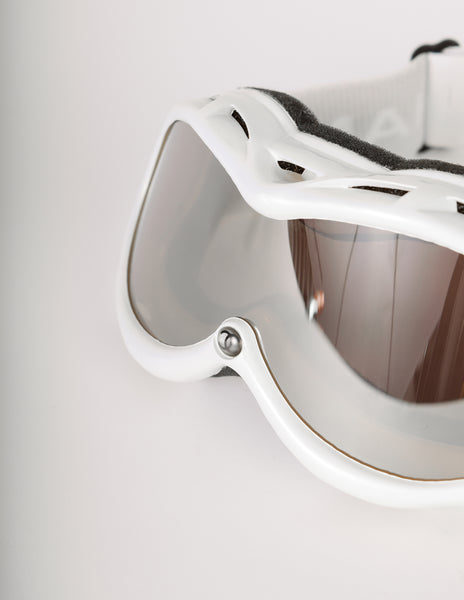 Chanel Vintage White Molded Plastic Snow Ski Helmet with Goggles
