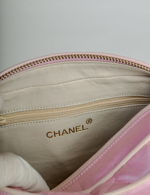Chanel Green/Pink Nylon Vintage CC Chain Strap Tote Chanel