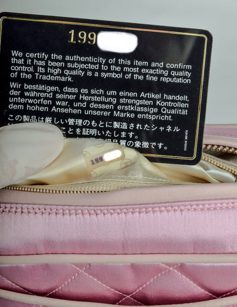 Chanel Vintage Quilted Baby Pink Satin Tassel Bag
