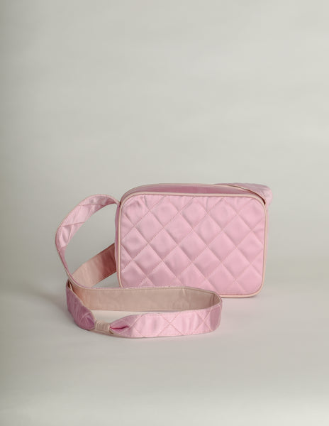 Chanel Vintage Quilted Baby Pink Satin Tassel Bag