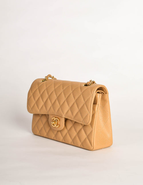 Chanel Vintage Beige Caviar Quilted 2.55 Small Classic Double Flap Bag –  Amarcord Vintage Fashion