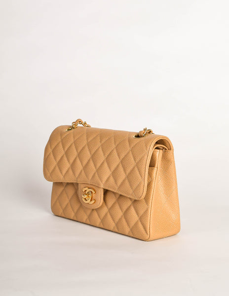 Chanel Vintage Beige Caviar Quilted 2.55 Small Classic Double Flap Bag – Amarcord  Vintage Fashion