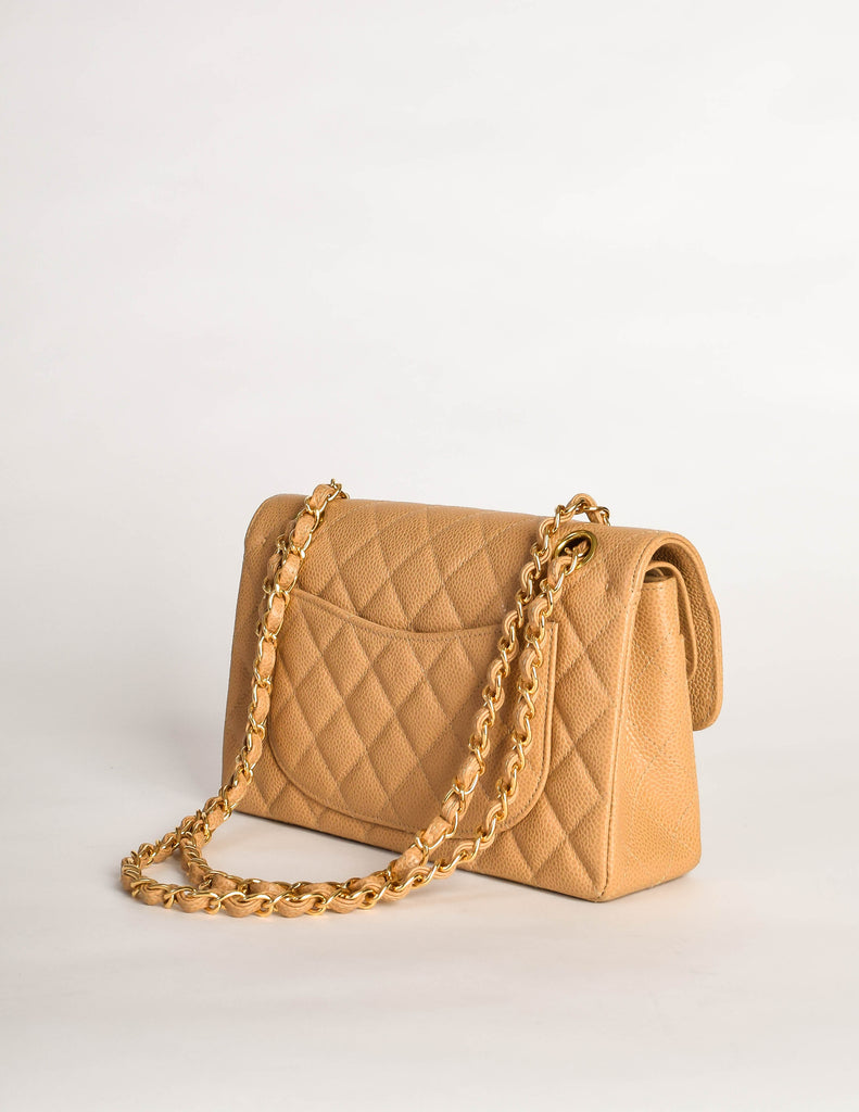 Chanel Vintage Beige Caviar Quilted 2.55 Small Classic Double Flap