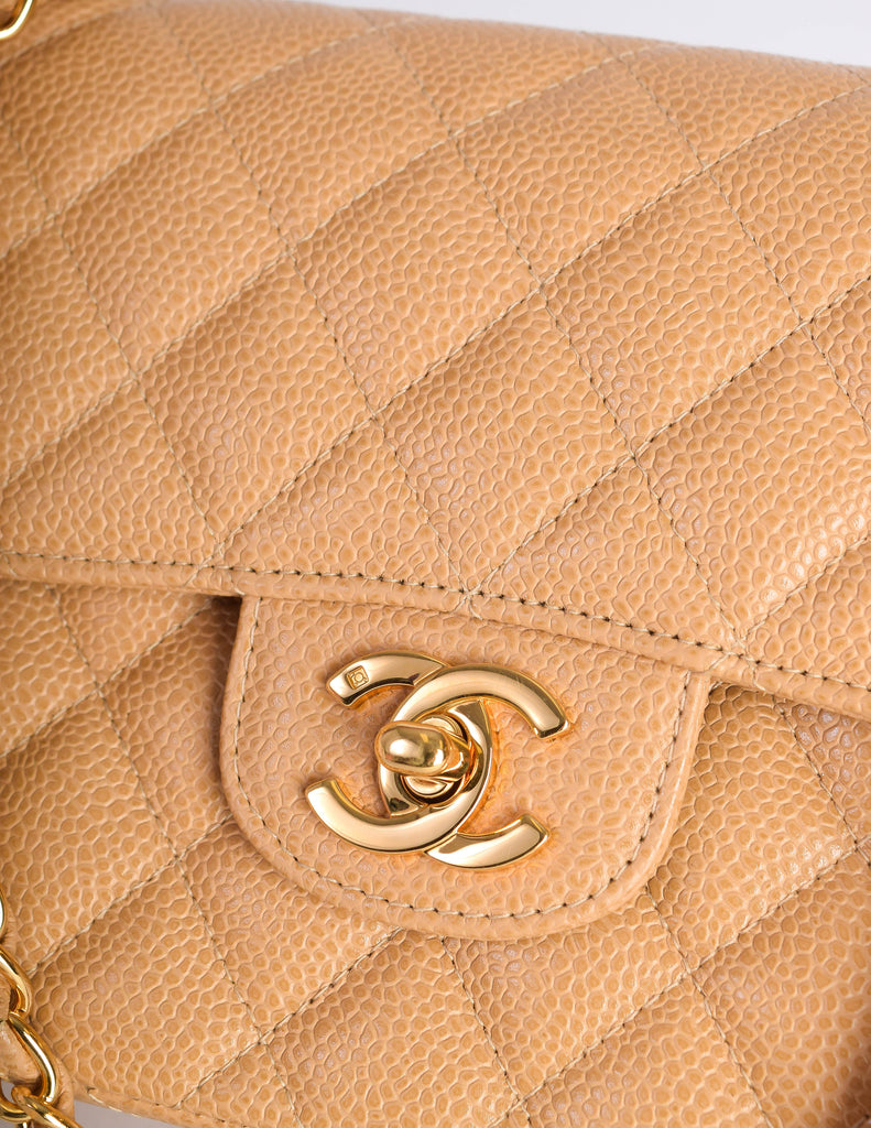Chanel Vintage Beige Caviar Quilted 2.55 Small Classic Double Flap Bag ...