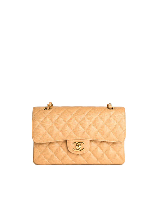 Chanel Classic Quilted Medium Double Flap Beige Caviar