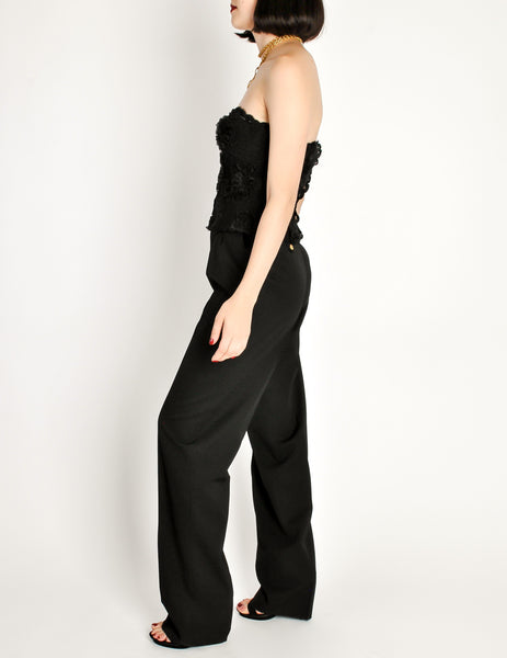 Chanel Vintage Black Lace Floral Bralette Bustier Top